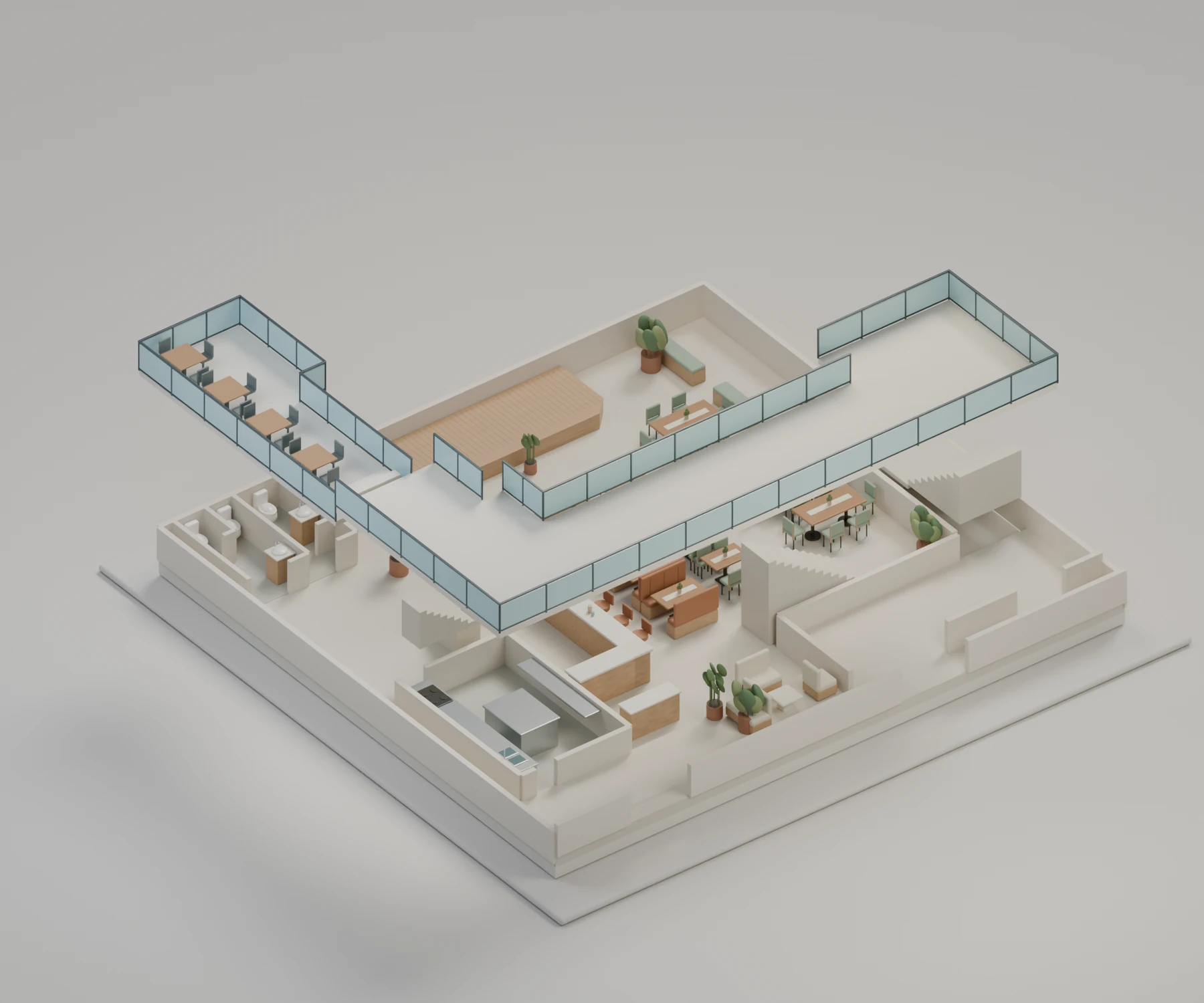Vista isométrica del modelado 3D de La Casa Vieja